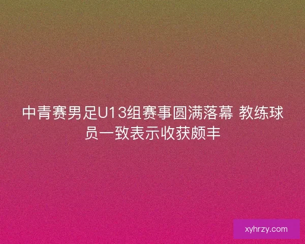 中青赛男足U13组赛事圆满落幕 教练球员一致表示收获颇丰