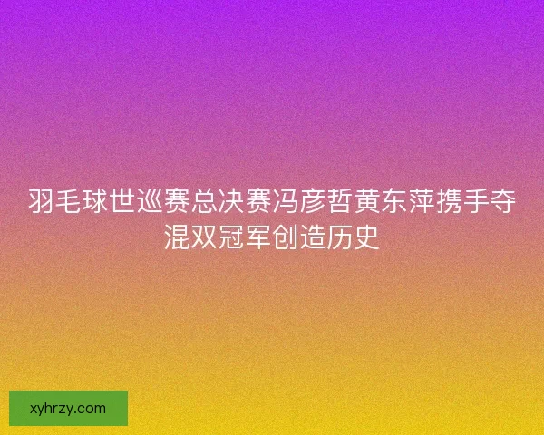 羽毛球世巡赛总决赛冯彦哲黄东萍携手夺混双冠军创造历史